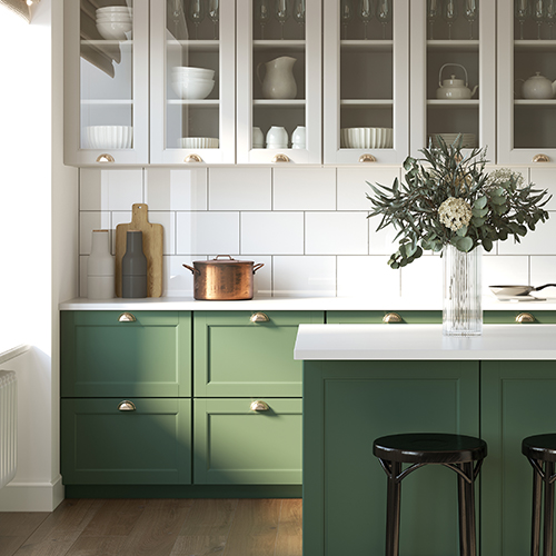 Green Kitchen Cabinets -Remodeled Kitchen