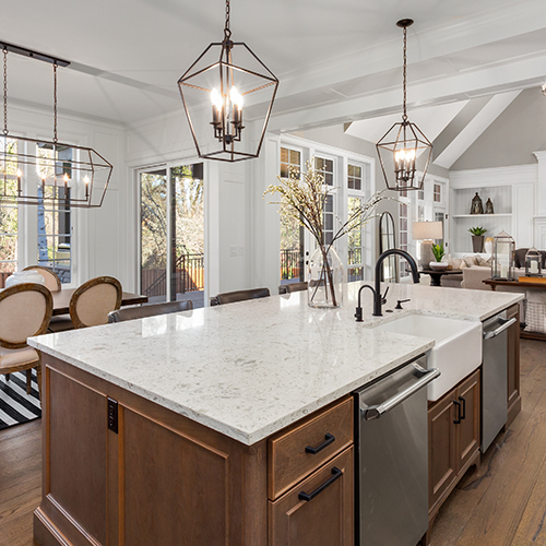 Island Kitchen with Granite Countertop